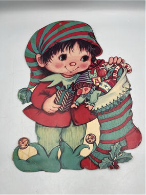Vintage Unbranded Christmas Themed Elf Window Design AS IS SEE ALL